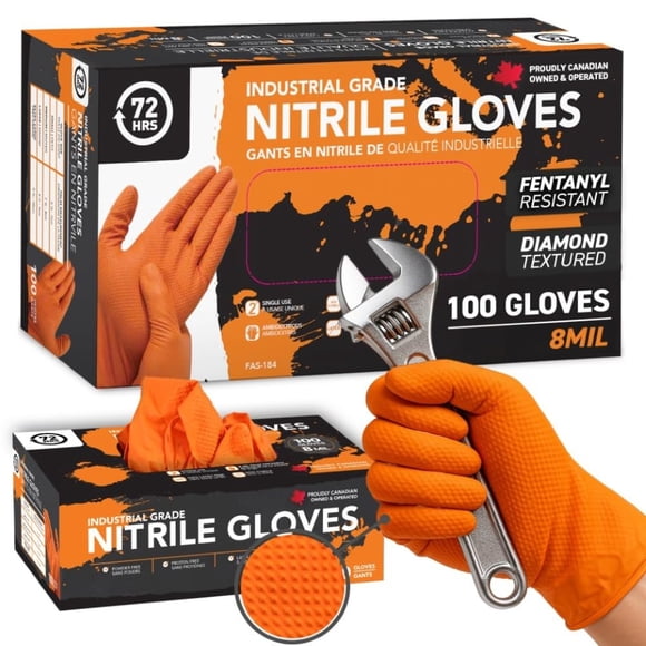 72HRS Industrial Grade Nitrile Gloves - Mechanic Gloves, 8 Mil Nitrile Gloves, Nitrile Gloves, Auto