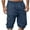 Navy#1, variant on Titcea Mens Shorts Solid Color Straight Buttons Zipper Elastic Cargo Pants Multi Pockets Casual Half Trunks Beach Shorts