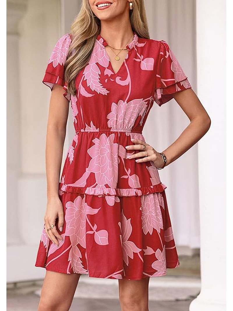 short flowery summer dresses Soleia Women's White And Blue Floral Backless Spaghetti Strap A-Line Mini  Dress,Summer Boho Holiday Picnic Holiday,Vacation Pastel Party Daily Wear  Dresses
