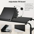 thumbnail image 5 of TLSUNNY Adjustable Overbed Table with Wheels, Height & Length Adjustable Laptop Cart w/ Tilt Stand, Side Storage Basket for King/Queen Beds, 5 of 9
