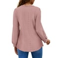 thumbnail image 5 of Fantaslook Eyelet Blouses for Women Dressy Casual Long Sleeve Shirts Crew Neck Fall Trendy Tops, 5 of 9
