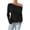 Black, variant on aidice Off the Shoulder Tops for Women Casual Long Sleeve Ruched Tee Shirts Comfy Fitting Tshirts