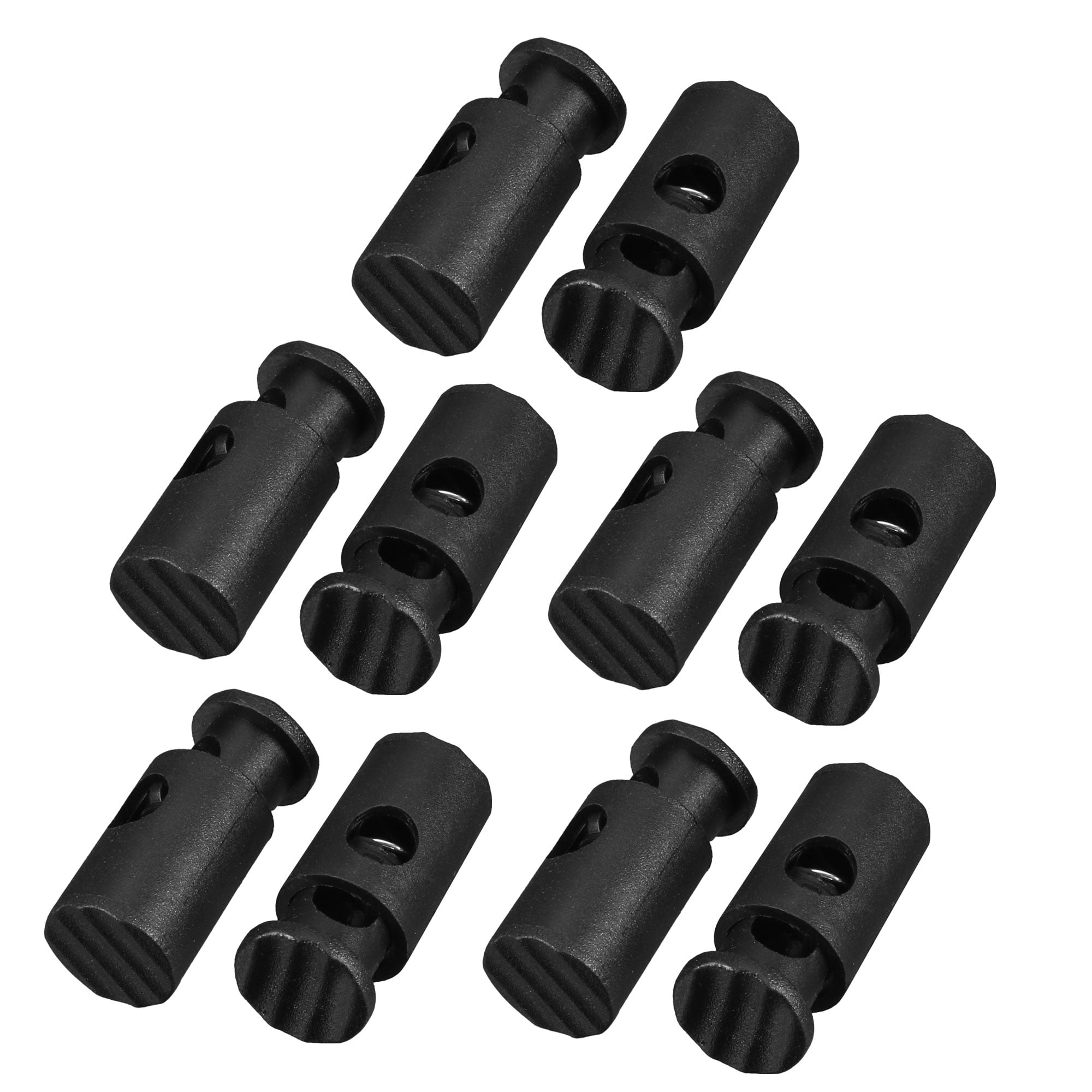 Uxcell 10 Pack Black Plastic Toggles Spring Stop Drawstring Rope Cord