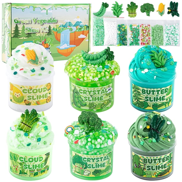 Slime Kit LAWOHO Gradient Green Cloud Butter Clear 360 ml x6