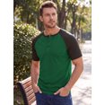 thumbnail image 4 of INSPIRE CHIC Men's Henley T-Shirt Color Block Raglan Sleeves Casual Tee XL Green, 4 of 5