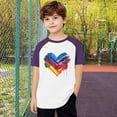 thumbnail image 4 of FamilyThread Girls Boys Short Sleeve Raglan T Shirts Kids Rainbow Striped Summer Tops Crewneck Basic Rainbow Graphic Tees 3-13 Years, 4 of 8