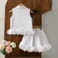 thumbnail image 5 of Girls Summer Outfits for Toddlers Two Piece Sleeveless Vest Lace Skirt Ensemble for Everyday Casual Outdoor Play, 5 of 5