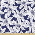 thumbnail image 1 of Navy Fabric by the Yard, Tropical Hibiscus Flower Petals Exotic Blossoms Hawaiian Holiday Style Image, Decorative Upholstery Fabric for Chairs & Home Accents, 10 Yards, White Dark Blue by Ambesonne, 1 of 4