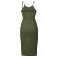 thumbnail image 2 of Robe Moulante Extensible pour Femme, Robe en Tricot Côtelé Ajustée à Col Rond pour Fête Vert Armée TTG, 2 of 8