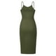 thumbnail image 5 of Vestido de punto acanalado verde militar elegante, sin mangas, espalda abierta, cuello redondo con detalle de botones y abertura para fiestas, clubes y bodas, talla L, 5 of 8