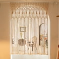 thumbnail image 4 of Mkono Macrame Doorway Curtains Boho Cotton String Window Curtain, 70"L x 51"W Wedding Party Backdrop, Off White, 4 of 6