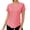 Pink#women workout tops, variant on Moxiu Women's Petite V Neck Workout Gym Tops Short Sleeve Soft Curved Hem Athletic Yoga Casual Summer T Shirts Tees Watermelon Red,S