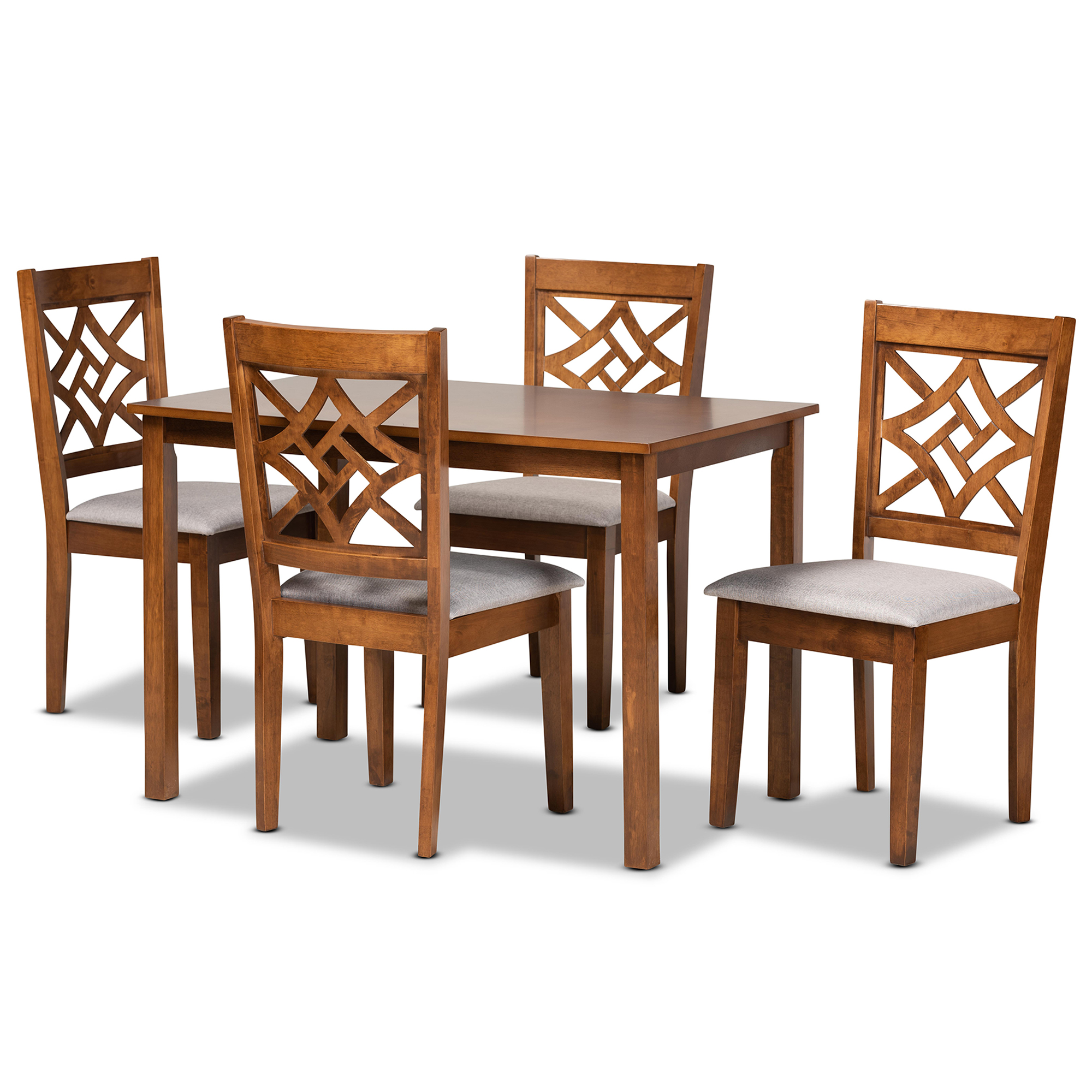 Baxton Studio Nicolette Modern Dining Set, 5-Piece, Grey/Walnut Brown