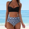 thumbnail image 2 of Women High Waisted Bikini Sexy Push Up Two Piece Swimsuits Vintage Swimsuit Two Piece Retro Ruched High Waist Print Bikini Set Shirt Dresses for Women 2024, 2 of 7