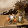 thumbnail image 6 of Artificial Pumpkins Maple Leaves Candle Rings Wreaths,Mini Fall Pumpkin Pinecone Wreaths,Small Candle Wreath,Pillar Candle Holder for Wedding Thanksgiving Halloween Tabletop Decoration,Z0-Orange, 6 of 7