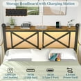 thumbnail image 4 of ChicZhiNest Queen Size Bed Frame with Headboard & Footboard,LED Lights Heavy Duty Metal Bed Frame Twin with Power Outlet & USB Port, 11.8 " Under Bed Storage, Black, 4 of 8