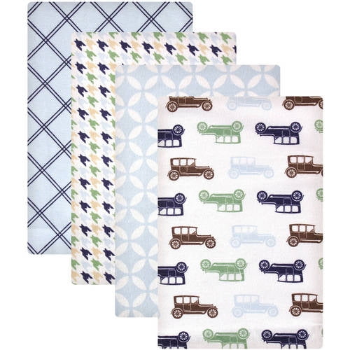 Hudson Baby Receiving Blankets Flannel 4Pack Blue Car
