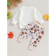 thumbnail image 4 of Wassery Infant Baby Girls Halloween Clothes Long Sleeve Pumpkin Letter Print Sweatshirt Top Long Pants 3M 6M 12M 18M 24M Newborn 2Pcs Fall Halloween Outfit, 4 of 8