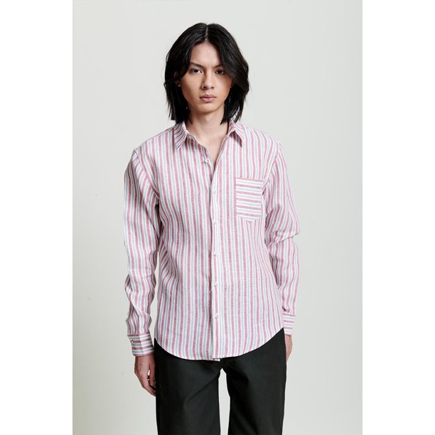 Camisa Merkabá rayas rojas lino rojo CH MERKABA 2251-ROJ