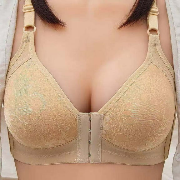 Dyegold Everyday Bras For Women Clearance Wirefree Full Coverage Everyday Wear Ladies Stretch Solid Plus Size Bra Seamless Front-Close Casual Sports Bra Comfort Bralettes Bras Wireless Bralette