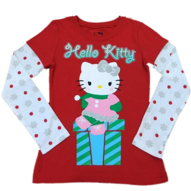 Hello Kitty Hello Kitty Girls Red & White Holiday TShirt Snowflake