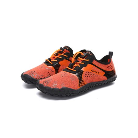 

Wazshop Womens Mens Water Shoes Breathable Beach Shoe Quick Dry Aqua Socks Lightweight Barefoot Flats Unisex Sneakers Anti Collision Anti-Slip Orange 10.5