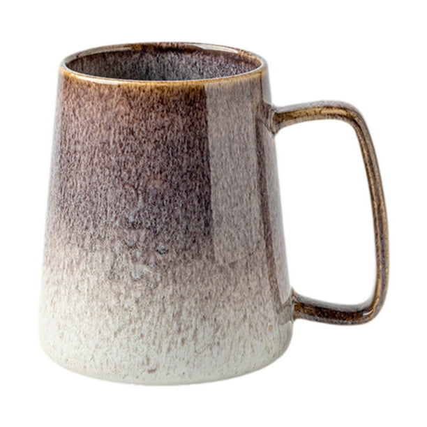 Taza de café de cerámica creativa de gran capacidad para decoración del hogar, taza de té con asa para cocina, hogar, oficina, regalos de Valentín Marrón