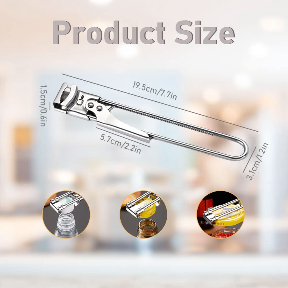 2026 Upgrade Adjustable Stainless Steel Jar Opener, Multifunctional Stainless Steel Can Opener Bottle Jar Lid Gripper Household Kitchen Tool for Weak Hands Seniors and Kids
