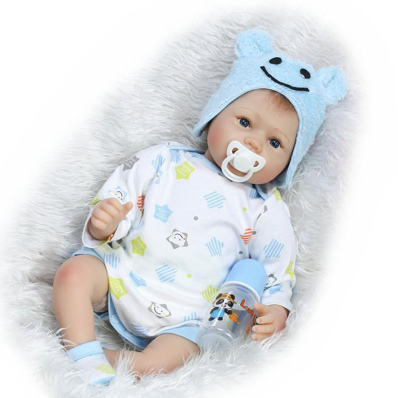 Gustave 22 inch Realistic Babies Reborn Baby Doll Soft Silicone Lifelike Toddler  Boy Cute Newborn Toys with Clothes Big Eyes Boy, Blue 