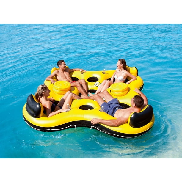 multi person float with cooler