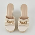 thumbnail image 3 of Women's thick-soled wedge-heeled sandals with hemp bottom, chain link, raffia weaving strap, one-step slip-on, summer casual shoes, thick-soled slippers, 3 of 5