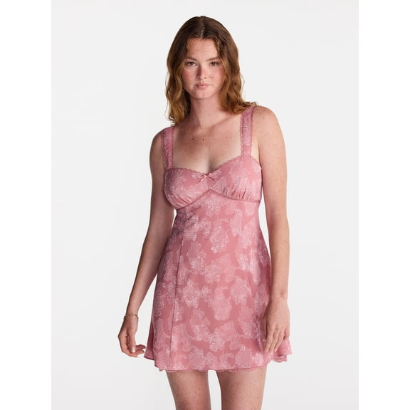 No Boundaries Junior's Satin Jacquard Mini Dress, Sizes XXS-XXL