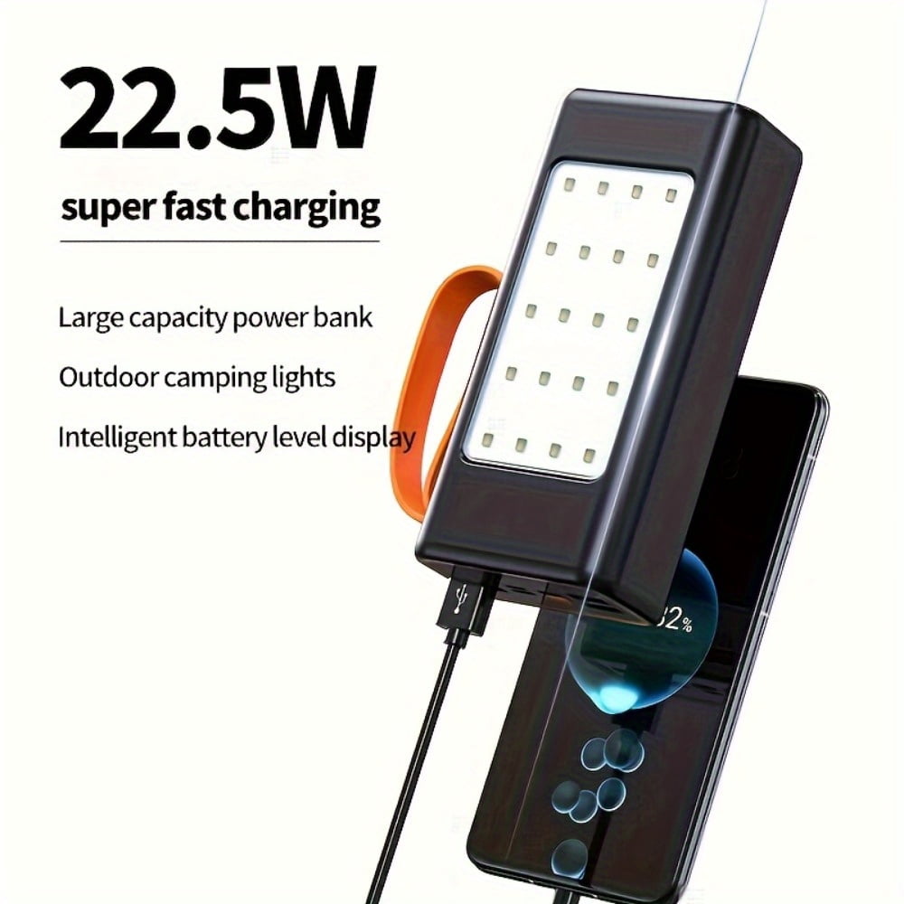 60000mAh Portable Charger with LED Display & Camping Light - Ultra High Capacity Power Bank for iPhone, Android, Outdoor Emergency Backup Battery Pack