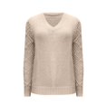 thumbnail image 4 of NMMUED Sweaters for Women Pullover Sweaters for Women V Neck Sweaters for Women Knit Sweater for Women, Beige L, 4 of 9