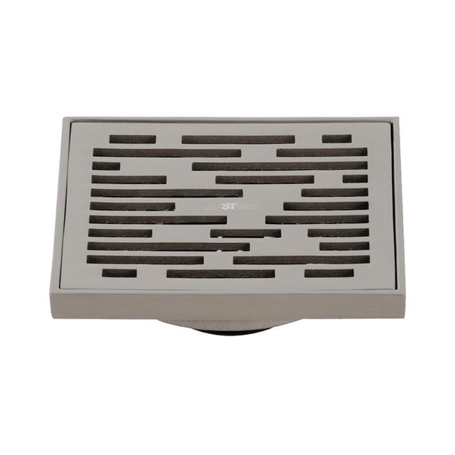 4 in. Watercourse Transit Square Grid Shower Drain, Brushed Nickel