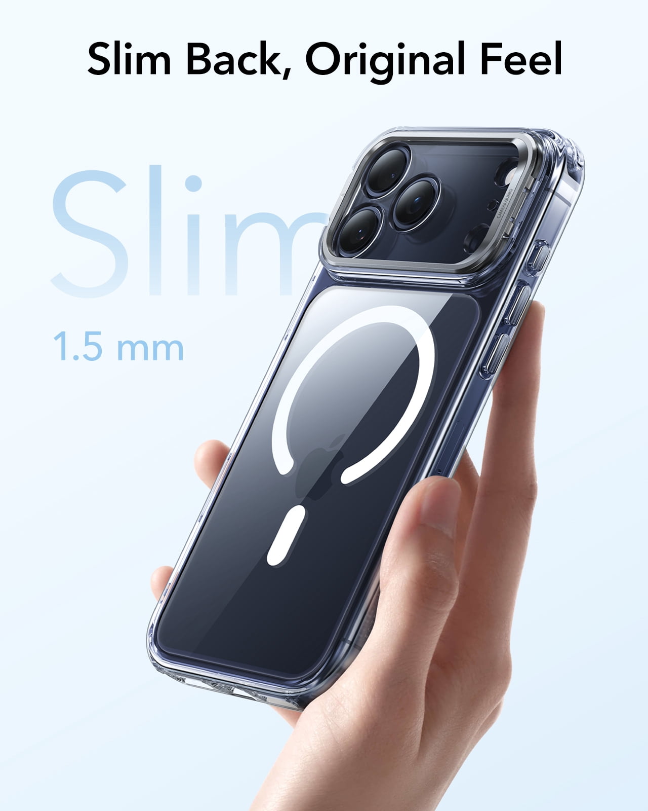 ESR Magnetic Case with Stash Stand Compatible with iPhone 17 Pro, Military-Grade Drop Protection & Camera Control Cover, MagSafe Compatible Scratch-Resistant, Clear