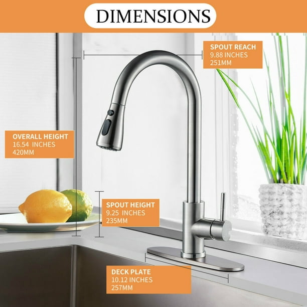 Kitchen Sink Tap with Pull Down Sprayer Chrome, Single Handle High Arc Pull Out Kitchen Taps, Single Level Solid Kitchen Faucet,Black - Walmart.com