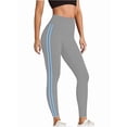 thumbnail image 3 of Tummy Control Compression Leggings for Women, High Waist Workout Running Yoga Pants Gray Blue L, 3 of 8