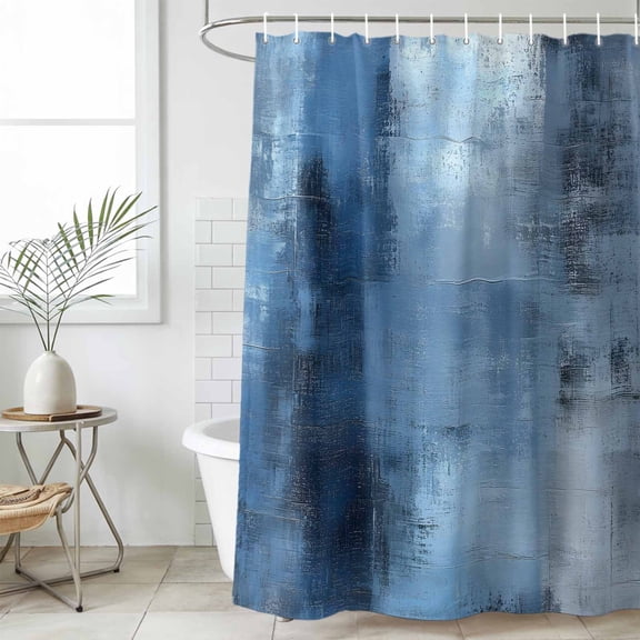 Blue Waterproof Fabric Shower Curtain,Vintage Modern Ombre Oil Painted Abstract Art Waterproof Fabric Shower Curtain for Bathroom Curtains Bathtubs Shower Curtains with 12 Hooks Extra Long 72x96