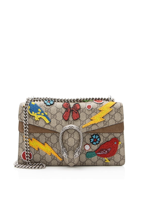 Pre-Owned Gucci GG Supreme Embellished Dionysus Medium Shoulder Bag