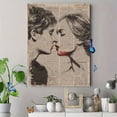 thumbnail image 4 of UXIEQU Vintage Kissing Couple Canvas Wall Art Print 15.75x11.81 Inches, 4 of 8
