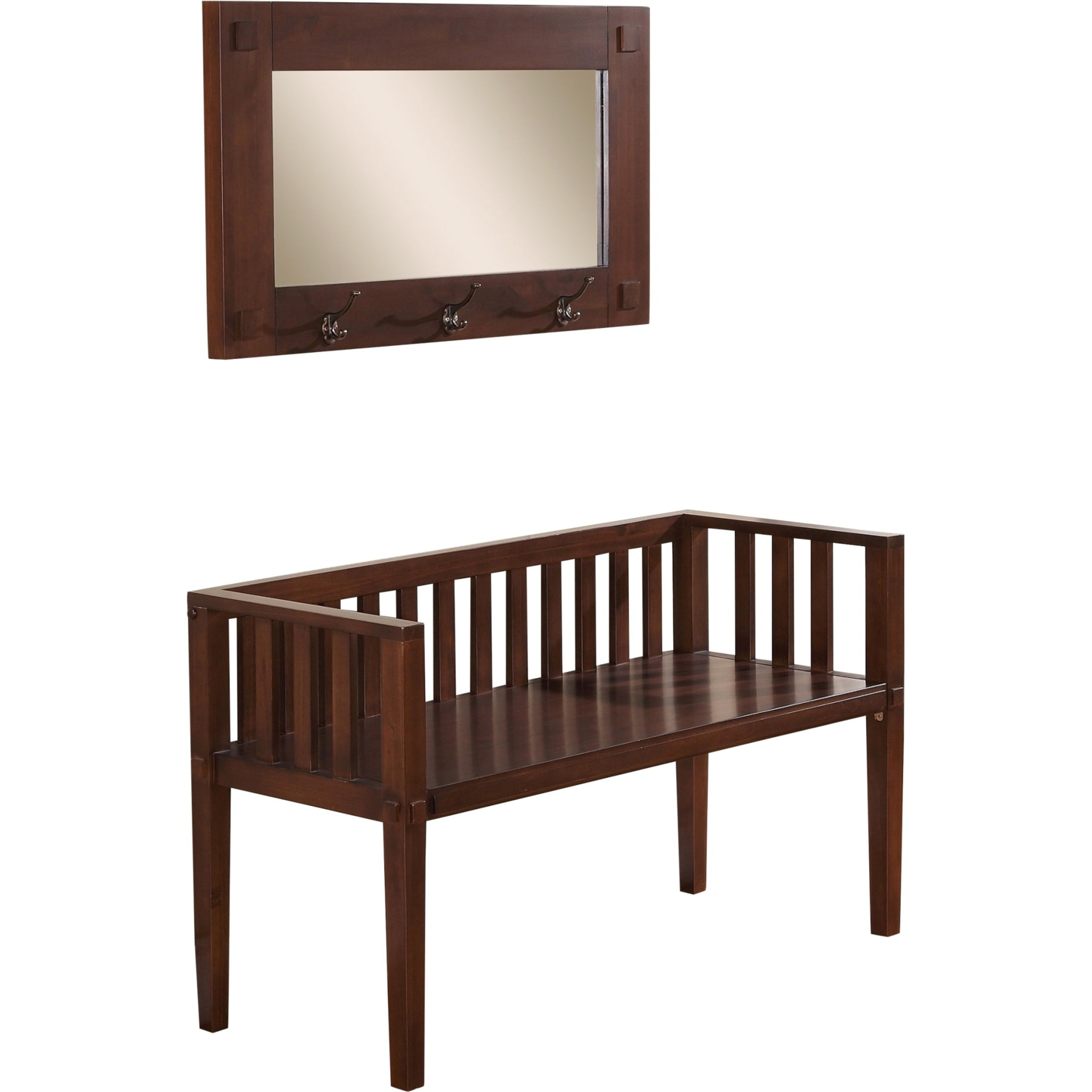 Simpli Home Greyson Entryway Storage Bench with Mirror