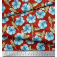 thumbnail image 3 of Soimoi Moss Georgette Fabric Hummingbird & Floral Printed Fabric 1 Yard 42 Inch Wide, 3 of 3