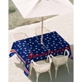 thumbnail image 3 of 54x80 Inch Outdoor Tablecloth with Umbrella Hole Zipper Rectangle 4th of July Rectangular Tablecloths Outside Waterproof Independence Day American Patriotic Stars Blue Patio Table Cover for Picnic, 3 of 8