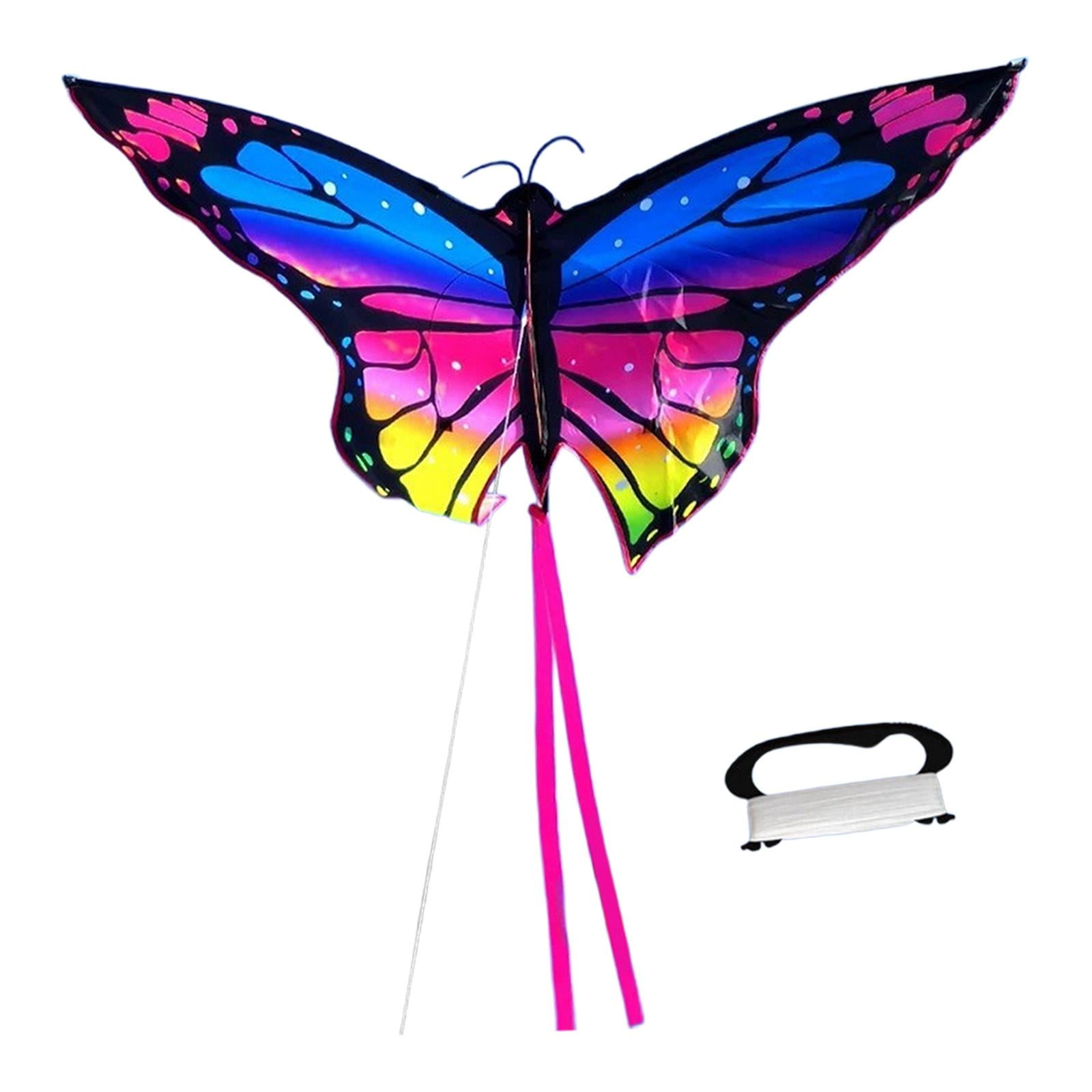 GARENDE Butterfly Kite Fun Beach Toy Single Line Kite Beautiful Portable Easy to Fly Big Blue Pink
