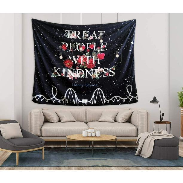 Black Tapestry Harry Styles Tapestry Treat People with Kindness