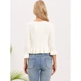 thumbnail image 3 of DARING DIVA Women's Ruffled Long Sleeve Rib Knit Open Front Cardigan XS White, 3 of 6