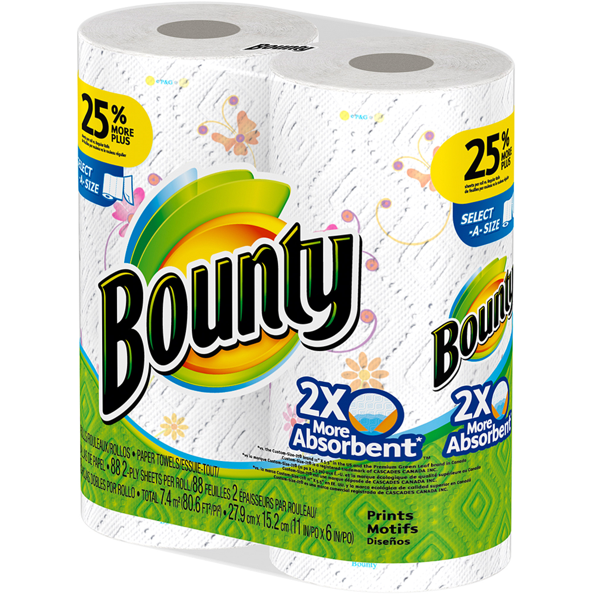 Bounty Select-A-Size Paper Towels, Print, 2 Rolls - image 3 of 7