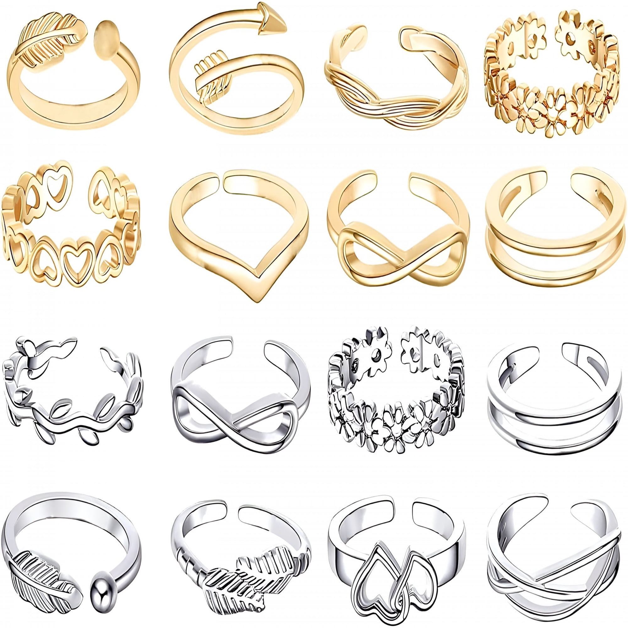 DESIGNICE 24Pcs Adjustable Toe Rings for Women Open Toe Ring Knot Toe Ring Summer Beach Foot Jewelry