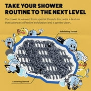 OSHI Exfoliating Shower Towel, Rip-Resistant, Exfoliating Washcloth, Gray